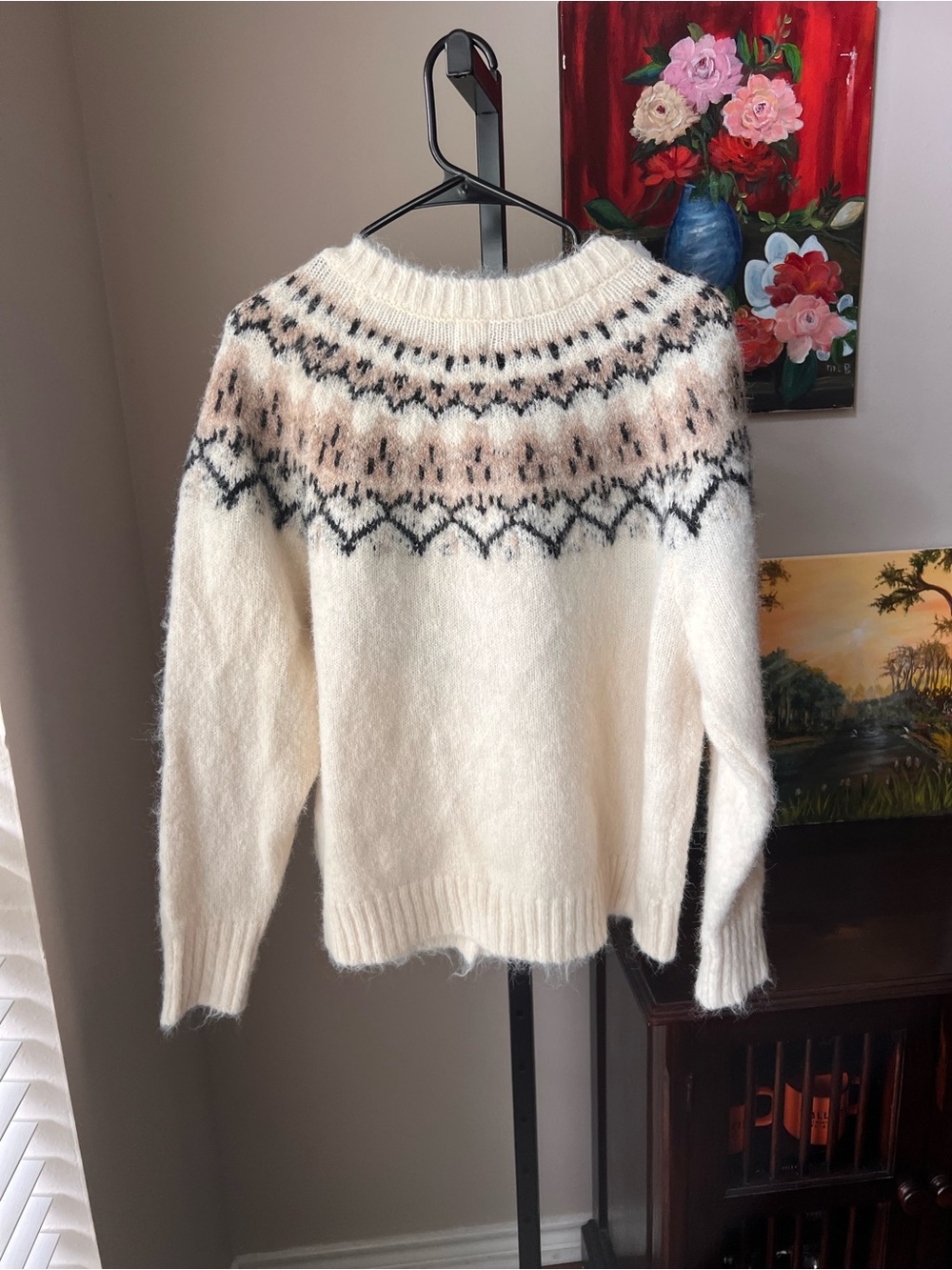 Joie Cream Fair Isle Button-Front Cardigan - Picture 6 of 8